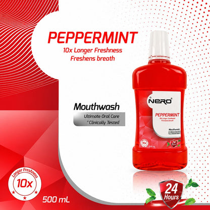 Nero Mouthwash Peppermint 10x Longer Freshness 500ml